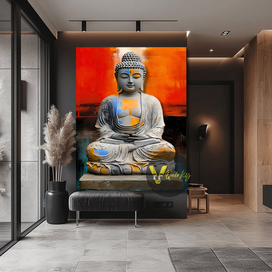 The Buddha Colorful Abstract 3d Art V2 Canvas Painting