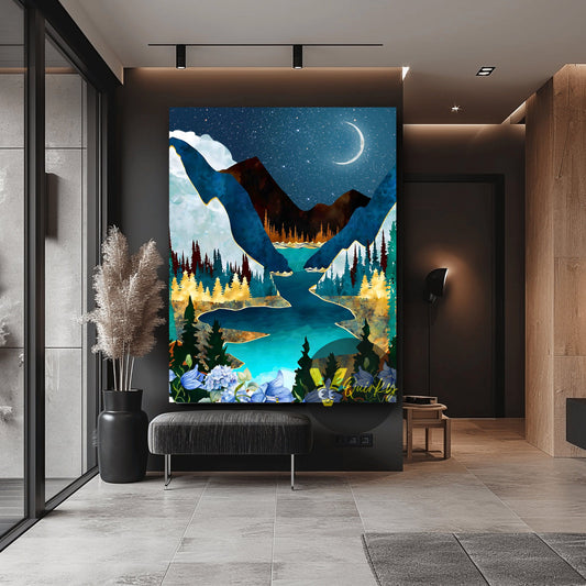 Beautiful Night View Of Nature Canvas Painting