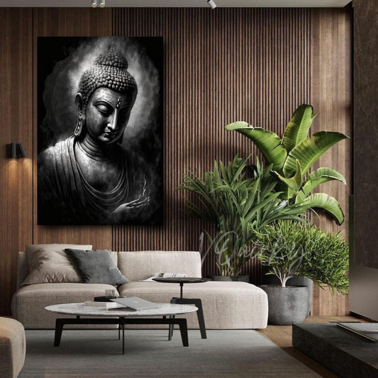 Black & White The Buddha Canvas Painting