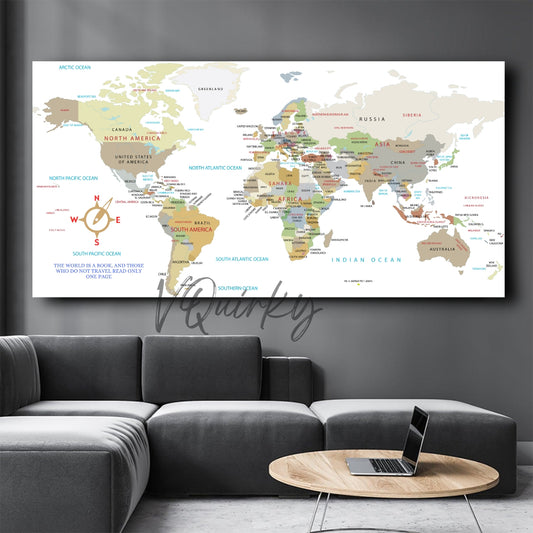 World Map Canvas Painting