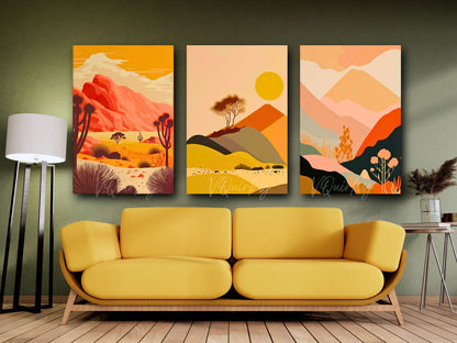 Beautiful Boho - Set Of 3 Nature Canvas Painting