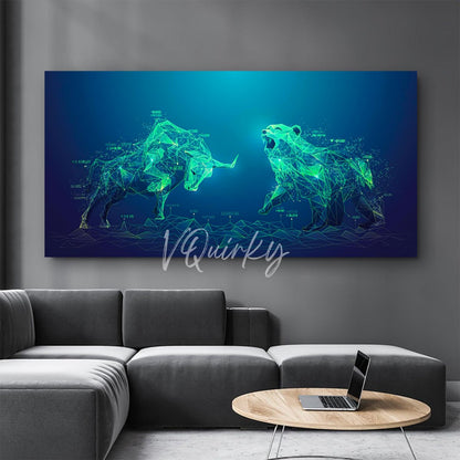 Bear And Bull H6 Stock Market Trading Canvas Painting