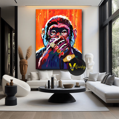 Speak No Evil Colorful Monkey Canvas Painting