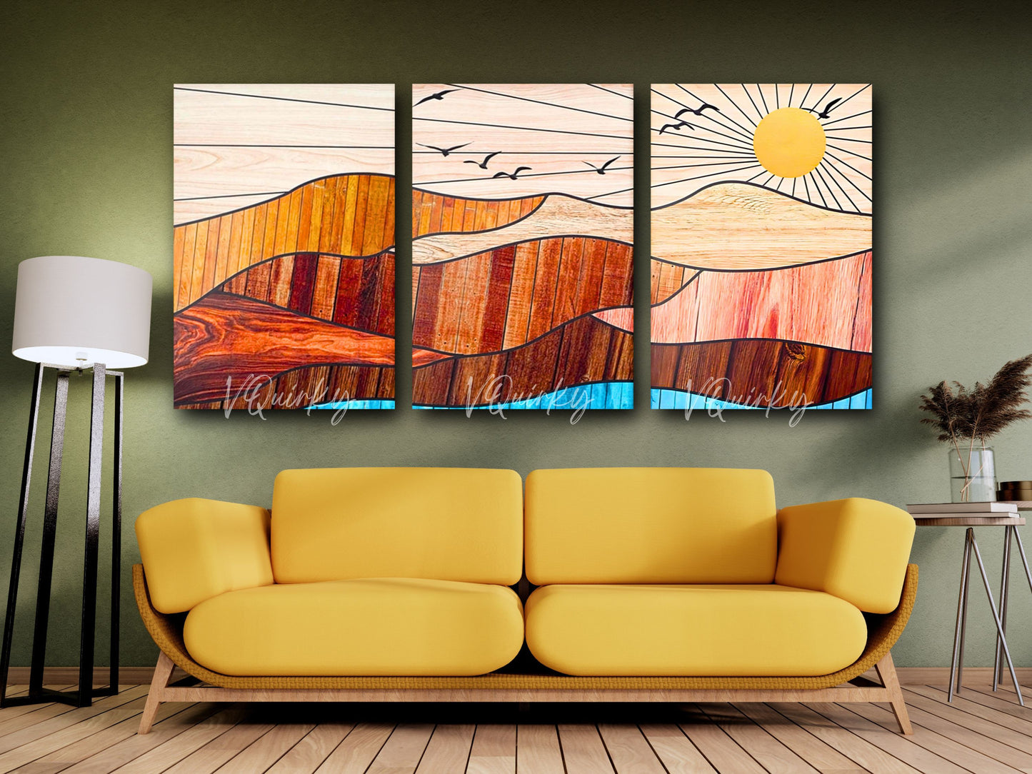 Boho Sunrise - Set Of 3 Nature Canvas Painting