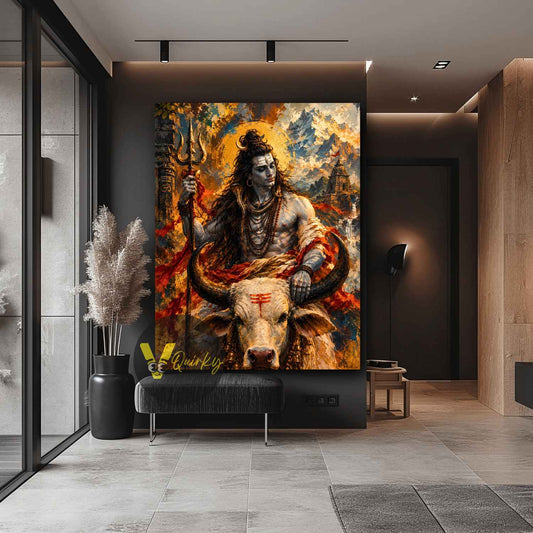 Har Har Mahadev (Shiv Ji) Nandi Ji canvas wall art by VQuirky