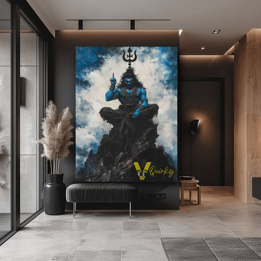 Har Har Mahadev (Shiv Ji) Vertical Canvas Painting