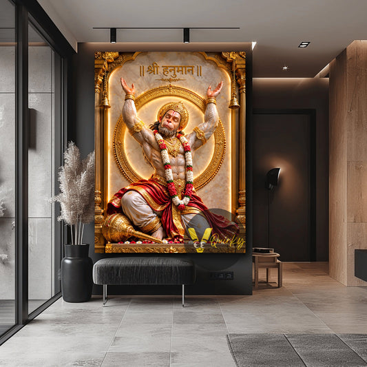 HANUMAN JI Devotional 3D Vertical Canvas Painting