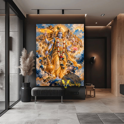 Vishnu Ji Virat Roop  3D Vertical Canvas Painting