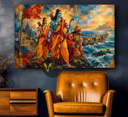 Rama’s Epic Seashore Journey Horizontal Canvas Painting