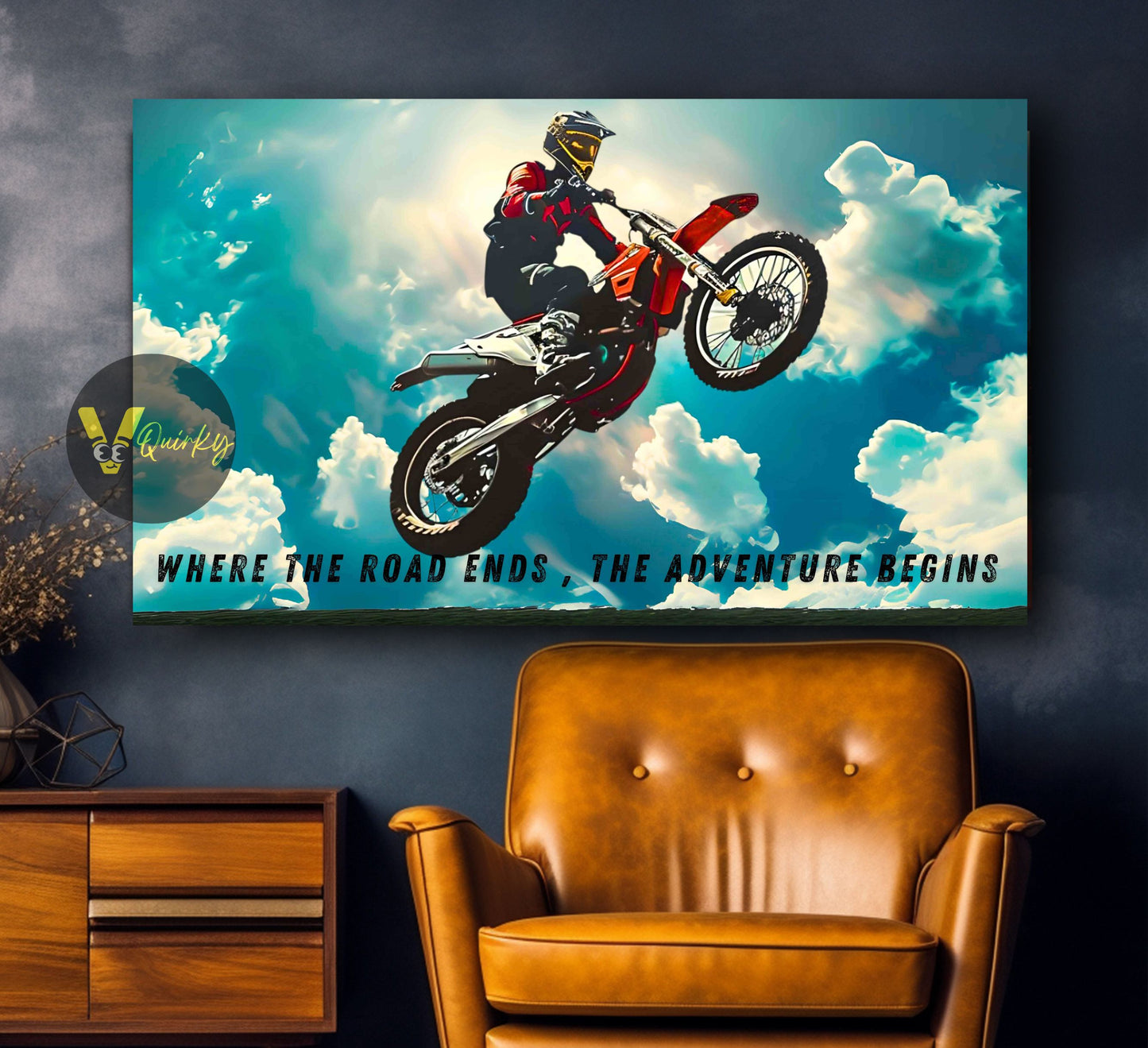 Biker Where The Road Ends The Adventure Begins Canvas Painting