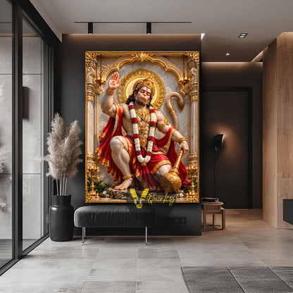 HANUMAN JI Devotional 3D Vertical Canvas Painting