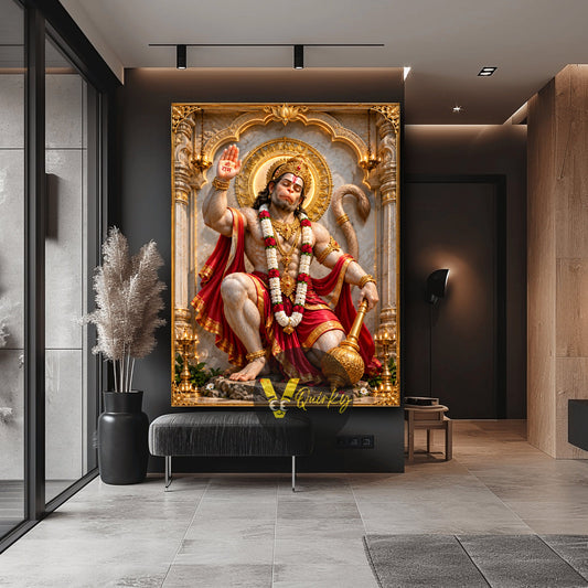 HANUMAN JI Devotional 3D Vertical Canvas Painting