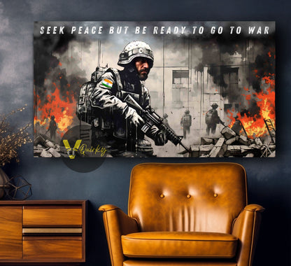 Soldier Seek Peace But Ready To Go To War Canvas Painting