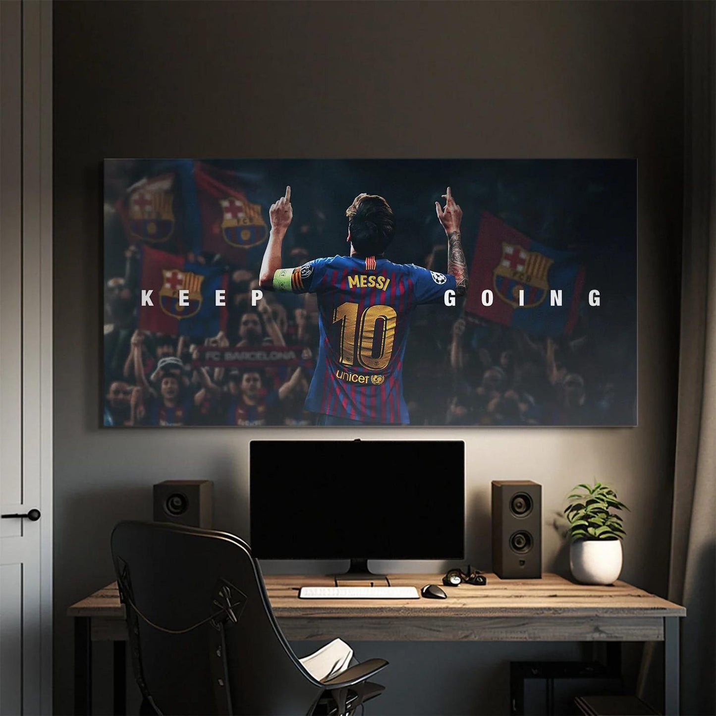 Lionel Messi Keep Going Canvas Painting