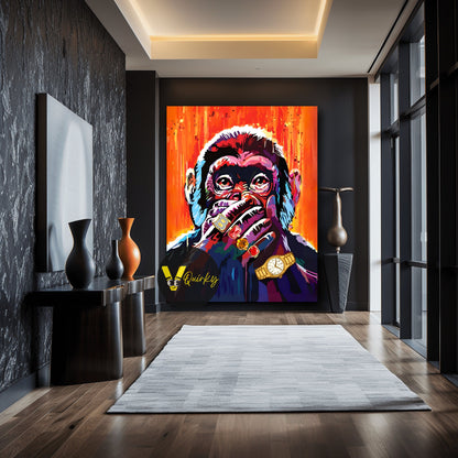 Speak No Evil Colorful Monkey Canvas Painting