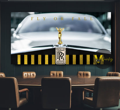 Rolls-Royce Gold  Fly or Fall Canvas Painting