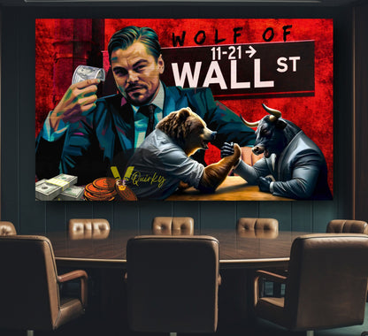 Leonardo Dicaprio (The Wolf of Wall Street 6) Stock Market Canvas Painting