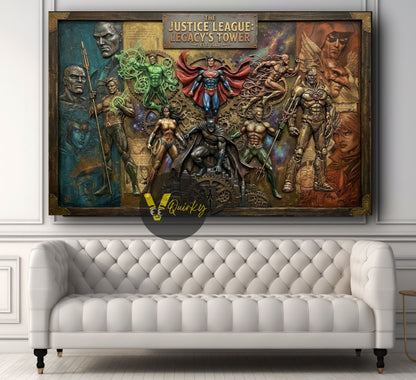 Justice League Superheroes 3D Horizontal Canvas Painting