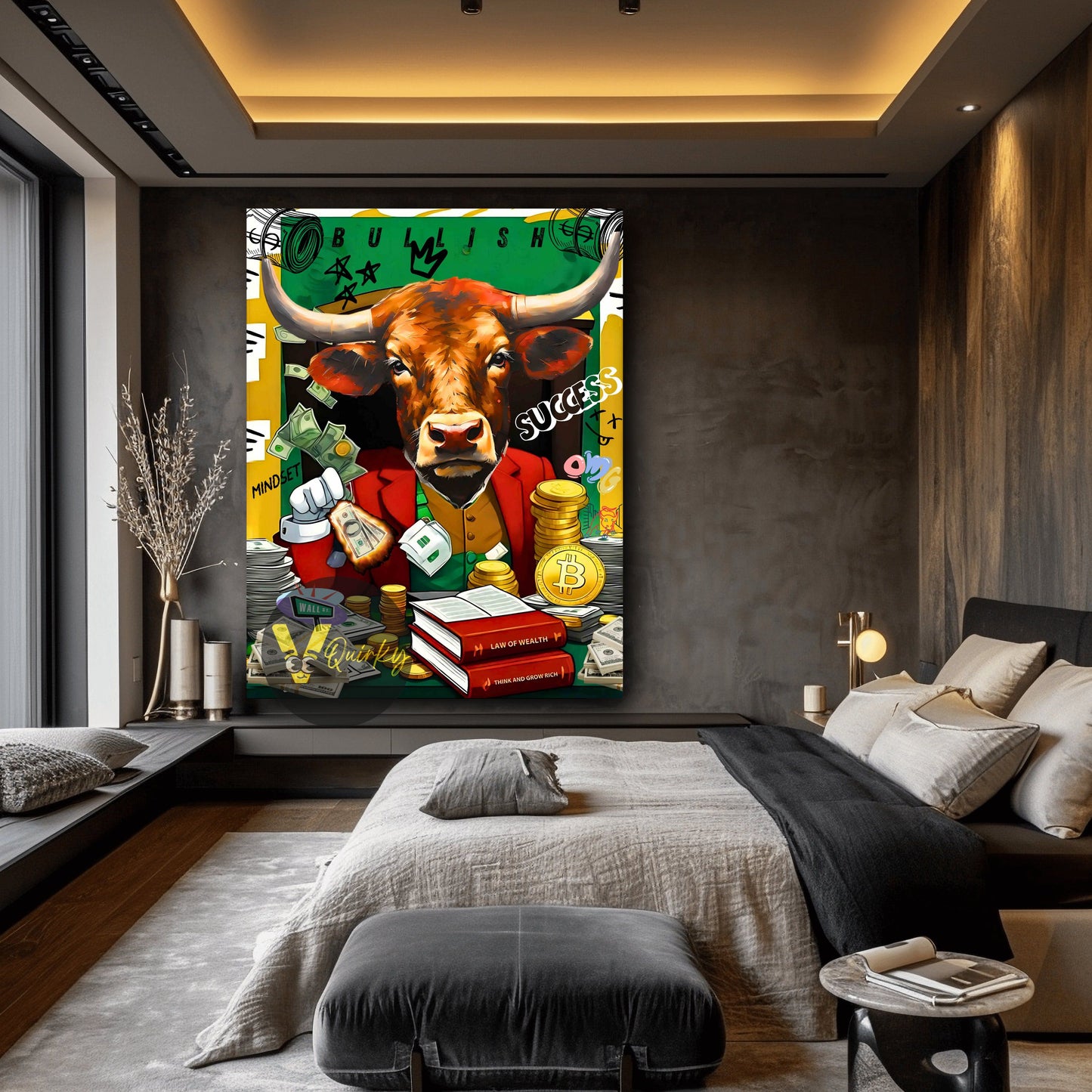 Big Bull Success Stock Market Canvas Painting