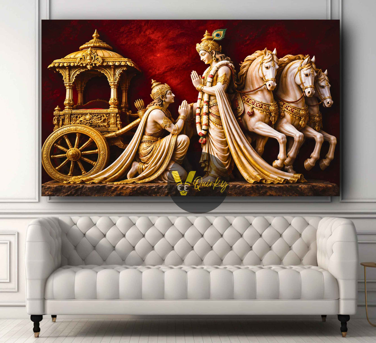 KRISHAN JI & Arjun Mahabharat Horizontal 3D Canvas Painting