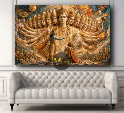 Krishna Ji Virat Roop in Mahabharat 3D Horizontal Canvas Painting