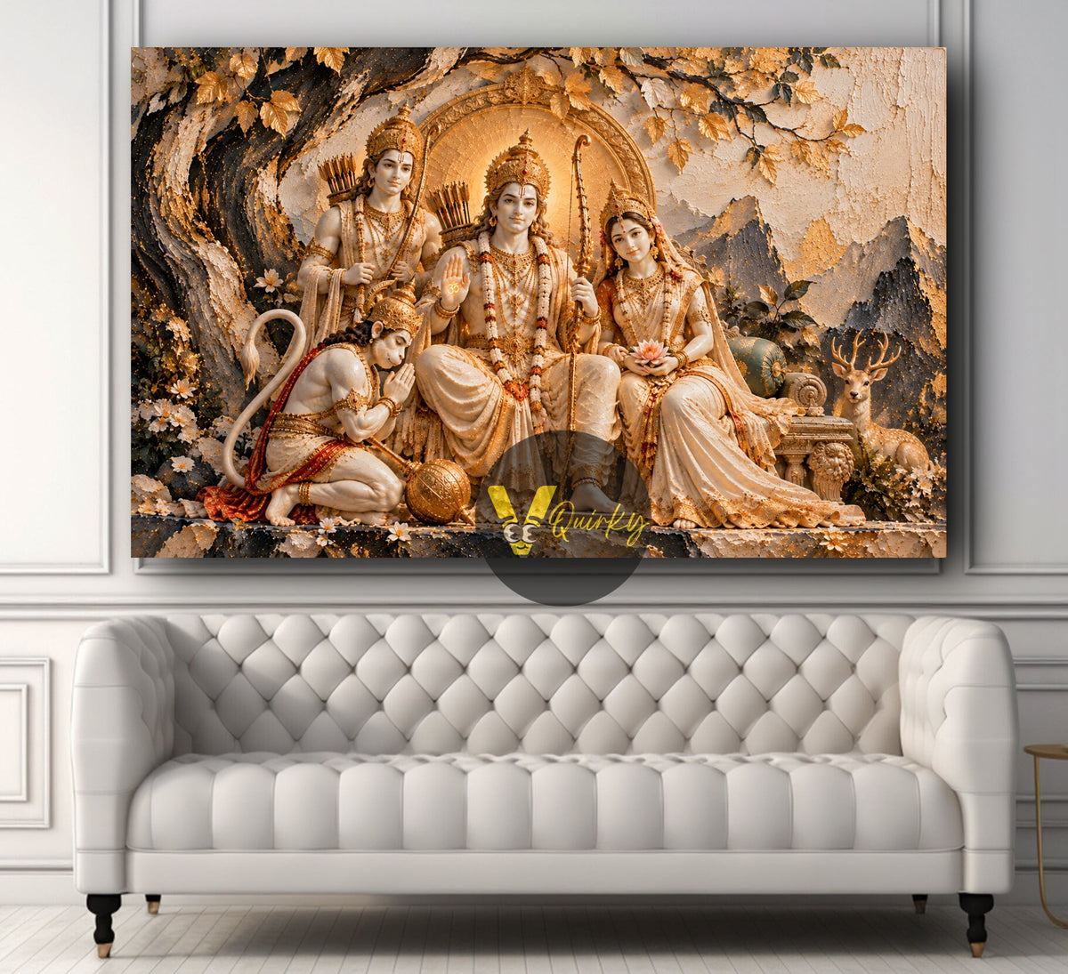 Ram Ji Darbar 3D  Horizontal Canvas Painting