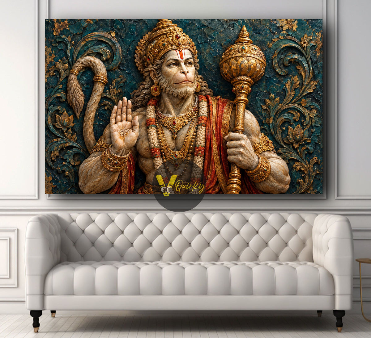 Hanuman Ji 3D Horizontal Canvas Painting
