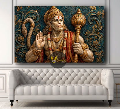 Hanuman Ji 3D Horizontal Canvas Painting