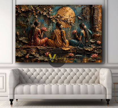 Traditional Women Art Landscape 3d Canvas Painting