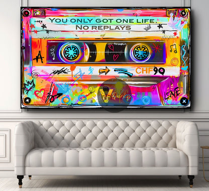 Cassette Tape Graffiti Canvas Painting