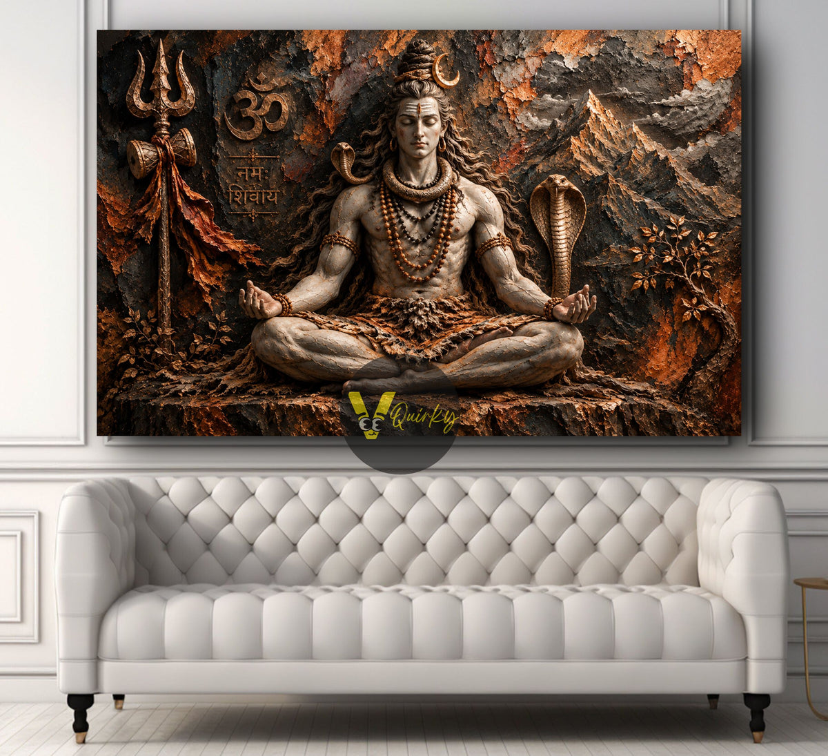Meditative Shiva in Textured  3D Horizontal Canvas Painting