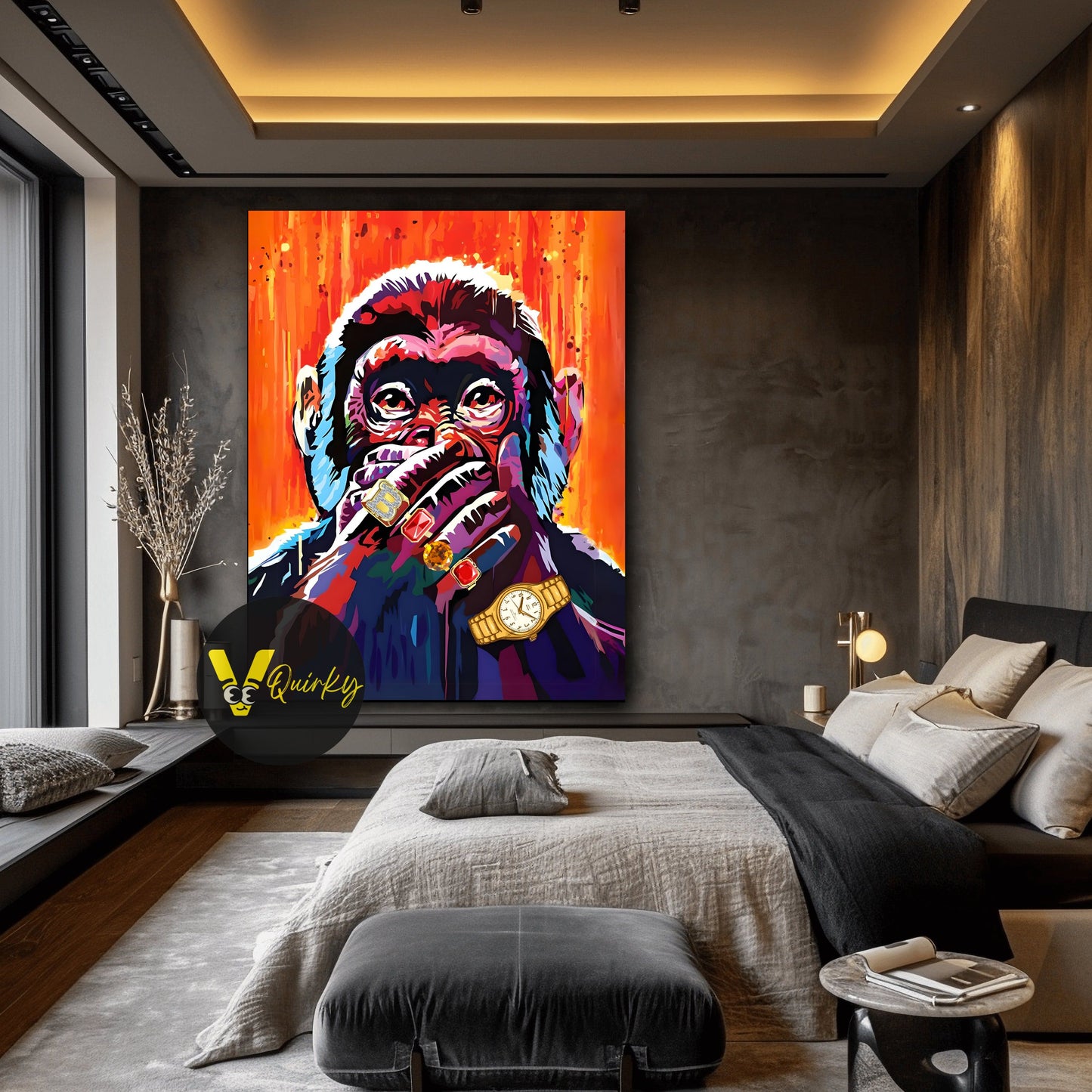 Speak No Evil Colorful Monkey Canvas Painting