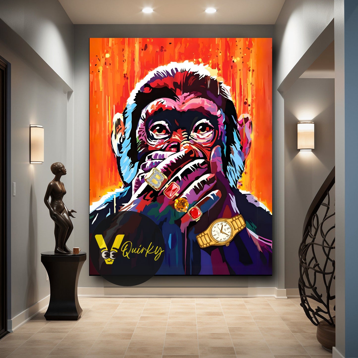 Speak No Evil Colorful Monkey Canvas Painting