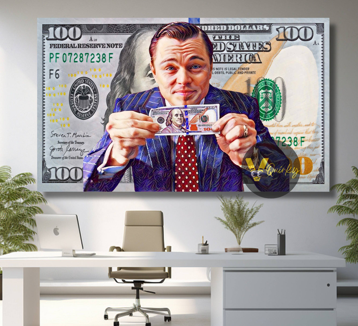Leonardo Dicaprio 100 Dollar Bill (The Wolf of Wall Street) H2 Canvas Painting