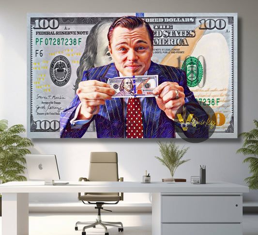 Leonardo Dicaprio 100 Dollar Bill (The Wolf of Wall Street) H2 Canvas Painting