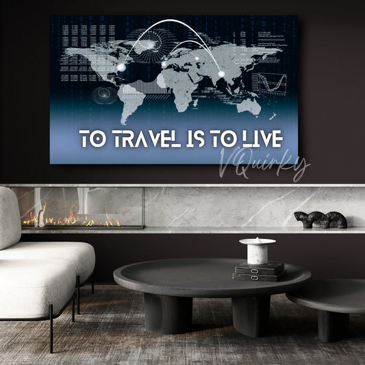 World Map To Travel Is To Live Canvas Painting