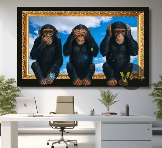 See No Evil Hear No Evil Speak No Evil Monkey Canvas Painting