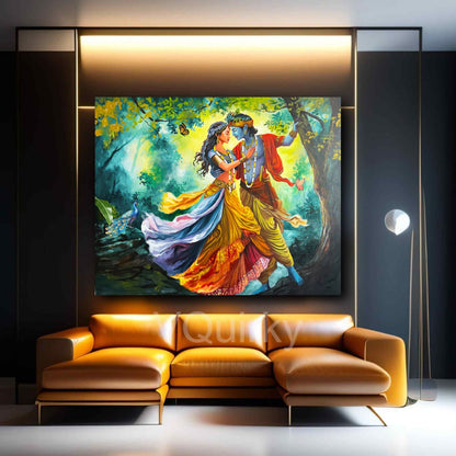 RADHA & KRISHAN JI Horizontal 2 Canvas Painting