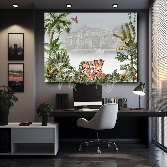 Tiger Garden Canvas Painting