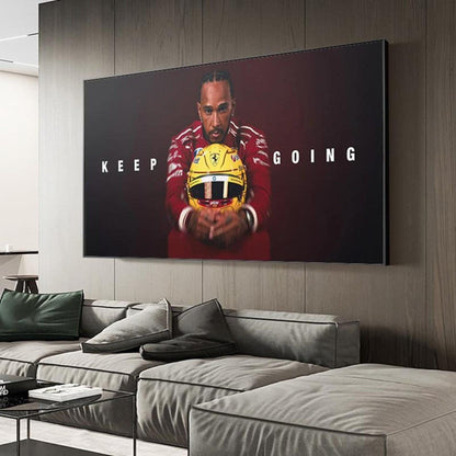 Lewis Hamilton Keep Going Canvas Painting